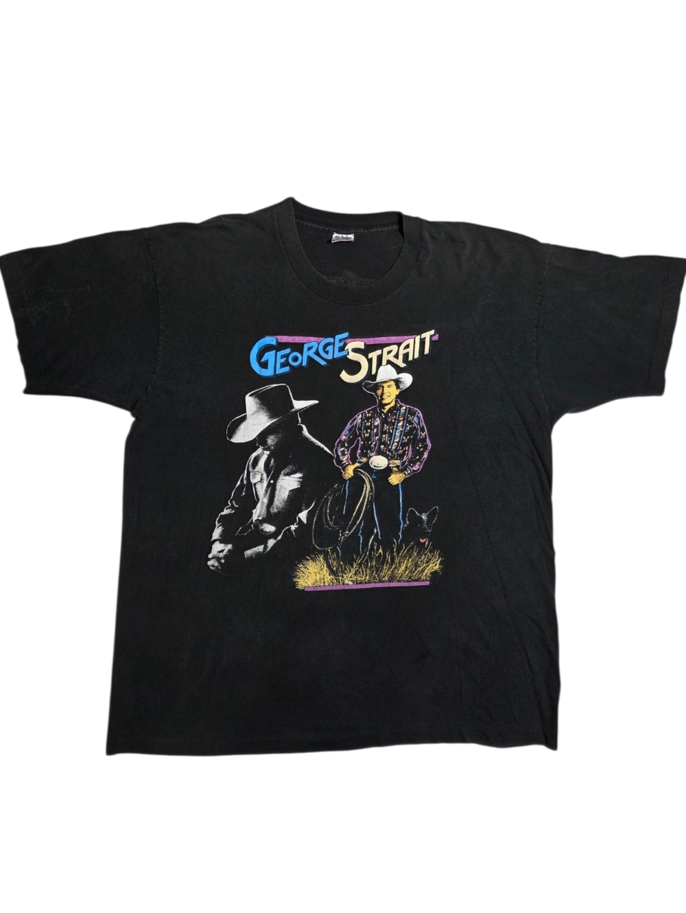 Vintage George Strait Tour T-Shirt 90s USA Single Stitch Black County XL 1992